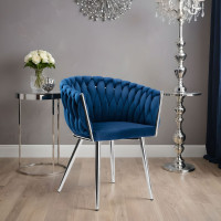Jídelní křesílko COFTON Velvet - tmavě modré/chrom