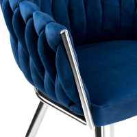 Jídelní křesílko COFTON Velvet - tmavě modré/chrom