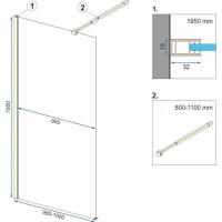 Koupelnová pevná zástěna Rea AERO Ombre 100 cm - broušená zlatá - bílé sklo