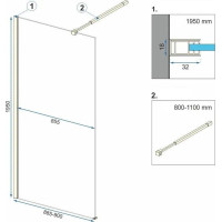 Koupelnová pevná zástěna Rea AERO Ombre 90 cm - broušená zlatá - bílé sklo