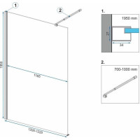 Koupelnová pevná zástěna Rea AERO Ombre 120 cm - černá - černé sklo