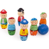 Bigjigs Toys Dřevěné kuželky Piráti