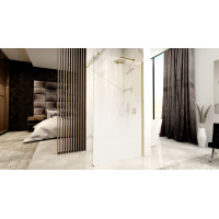 Koupelnová pevná zástěna Rea AERO Ombre 120 cm - broušená zlatá - bílé sklo