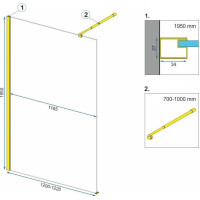 Koupelnová pevná zástěna Rea AERO Ombre 120 cm - broušená zlatá - bílé sklo
