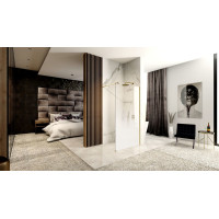 Koupelnová pevná zástěna Rea AERO Ombre 120 cm - broušená zlatá - bílé sklo