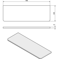 Sapho X-ROUND skleněná police 700mm, chrom/mléčné sklo XR009-06