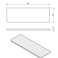 Sapho X-ROUND skleněná police 600mm, chrom/mléčné sklo XR009-05