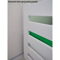 Dětská postel z masivu borovice MONI s přistýlkou a šuplíky - 200x90 cm - BÍLÁ
