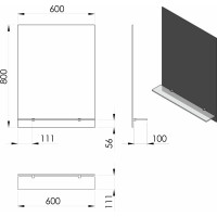 Aqualine Zrcadlo s policí 60x80cm, včetně závěsů 22430-01