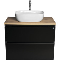 Aqualine ALTAIR skříňka s deskou 78, 5 cm, černá mat/dub emporio AI680-01