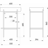 Sapho PUNO podstavec s umyvadlem 600x860x396mm, zlato mat SKA590-5-01