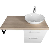Aqualine VEGA sestava koupelnového nábytku, š. 97, 5 cm, bílá/dub platin VG052-02