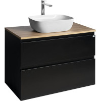 Aqualine ALTAIR skříňka s deskou 87, 5 cm, černá mat/dub emporio AI690-01