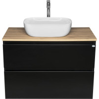 Aqualine ALTAIR skříňka s deskou 87, 5 cm, černá mat/dub emporio AI690-01