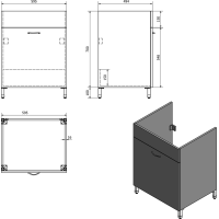Aqualine Plastová výlevka se skříňkou 60x50 cm, včetně sifonu PI6050-01