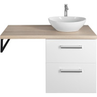 Aqualine VEGA sestava koupelnového nábytku, š. 97, 5 cm, bílá/dub platin VG052-02
