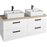 Aqualine VEGA sestava koupelnového nábytku, š. 125 cm, bílá/dub platin VG064-04