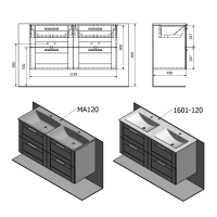 Sapho Koupelnový set AMIA 120, dub collingwood KSET-042