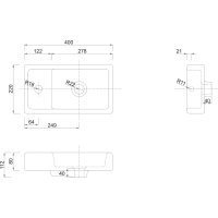Aqualine ZOJA skříňka s keramickým umyvadlem 40x22 cm, mali wenge 51049MW-02