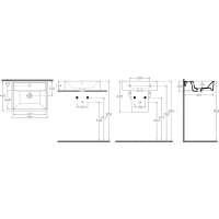 Aqualine VEGA sestava koupelnového nábytku, š. 145 cm, bílá/dub platin VG073-04