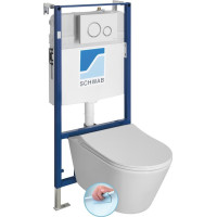 Závěsné WC AVVA Rimless s podomítkovou nádržkou a tlačítkem Schwab, bílá 100314-SET5