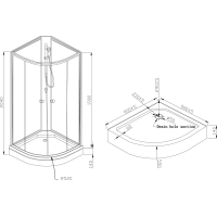 Aqualine AIGO čtvrtkruhový sprchový box 900x900x2040 mm, bílý profil, čiré sklo YB93