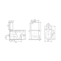 Bruckner LEON RIMLESS WC kombi mísa s nádržkou, spodní/zadní odpad, bílá 201.437.4