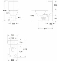 Bruckner DARIO RIMLESS WC kombi mísa s nádržkou, spodní/zadní odpad, bílá 201.431.4