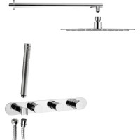 Sapho Podomítkový sprchový set s termostatickou baterií a držákem ruční sprchy, 2 výstupy, kulatá, chrom MB623-01