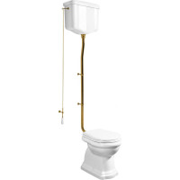 Kerasan RETRO WC mísa s nádržkou, spodní odpad, bílá-bronz WCSET17-RETRO-SO