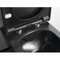 Závěsné WC AVVA Rimless s podomítkovou nádržkou a tlačítkem Schwab, černá mat 100314-110-SET5