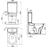 CREAVIT ANTIK WC kombi, spodní/zadní odpad, bílá WCSET08-ANTIK