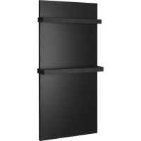 Sapho ENIS koupelnový sálavý topný panel 600W, 590x1200 mm, držáky ručníků, IP44, černá mat RH600B-2