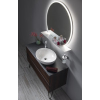 Sapho VISO kulaté zrcadlo s LED osvětlením a policí ø 60cm, bílá mat VS060-01