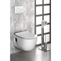 Závěsné WC BRILLA Rimless bílá s podomítkovou nádržkou a tlačítkem Schwab, bílá 100614-SET5