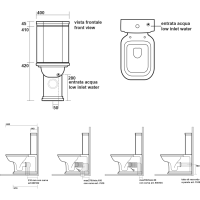 Kerasan WALDORF WC kombi, spodní/zadní odpad, bílá-chrom WCSET04-WALDORF