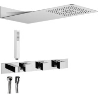 Sapho Podomítkový sprchový set s termostatickou baterií a držákem ruční sprchy, 2 výstupy, hranatá, chrom MB453-01