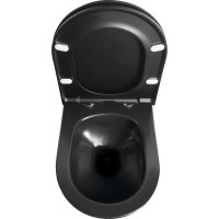 Závěsné WC AVVA Rimless s podomítkovou nádržkou a tlačítkem Schwab, černá mat 100314-110-SET5