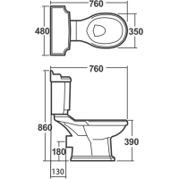 Aqualine ANTIK WC kombi retro + sedátko, bílá AK107-01