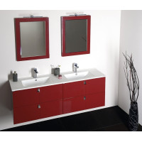 Sapho Koupelnový set MITRA 120, dvojumyvadlo, bordo KSET-007