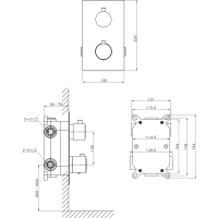 Sapho KIMURA podomítkový sprchový set s termostatickou baterií, box, 3 výstupy, chrom KU383-21
