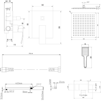 Sapho GINKO podomítkový sprchový set s pákovou baterií, 2 výstupy, černá mat 1101-42B-01