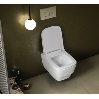 Závěsné WC BELLO Rimless s podomítkovou nádržkou a tlačítkem Schwab, bílá 100214-SET5