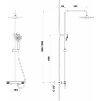 Sapho SOLARIS sprchový sloup s termostatickou baterií, černá/zlato mat WD139G