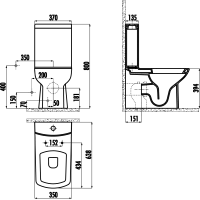 CREAVIT LARA WC kombi, spodní/zadní odpad, černá mat LR360