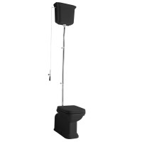 Kerasan WALDORF WC mísa s nádržkou, spodní/zadní odpad, černá-chrom WCSET27-WALDORF