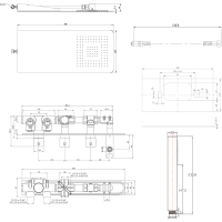 Sapho Podomítkový sprchový set s termostatickou baterií a držákem ruční sprchy, 2 výstupy, hranatá, chrom MB453-01