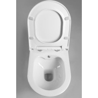 Závěsné WC AVVA CLEANWASH , integr. baterie a bidet. sprška s podomítkovou nádržkou a tlačítkem Schwab, bílá 100315-SET5