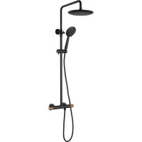 Sapho SOLARIS sprchový sloup s termostatickou baterií, černá/měď mat WD139PG