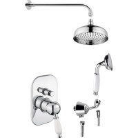 Sapho KIRKÉ WHITE podomítkový sprchový set s pákovou baterií, 2 výstupy, bílá páčka, chrom KI42BC-01